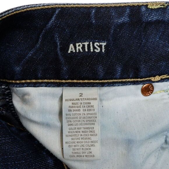 American Eagle Artist Jeans Size 2 Womens Cropped Low Waist Blue Stretch 28x24.5 - Picture 7 of 11